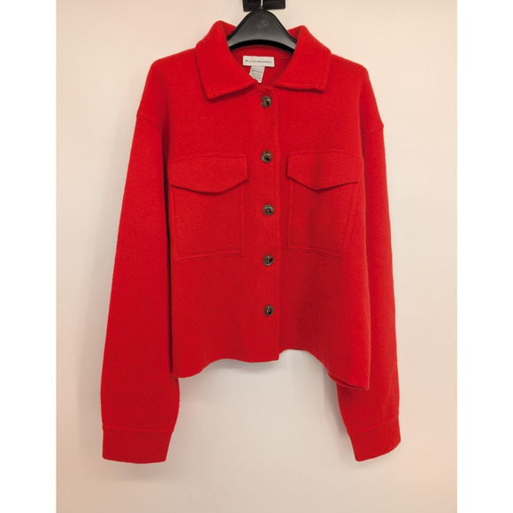 NWOT White + Warren Cashmere Luxe Oversize Cropped Shacket Sz S Desert Red 3C513 - Picture 5 of 14